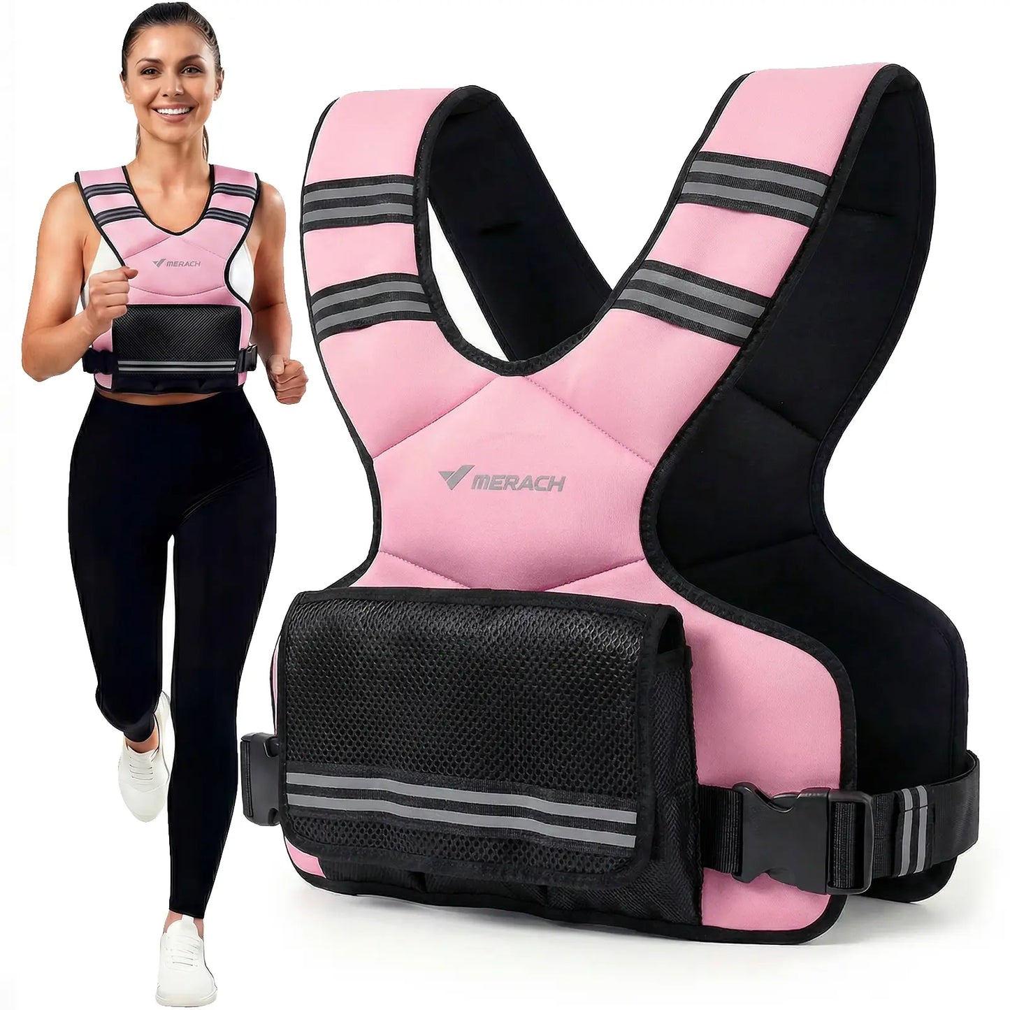 Merach Adjustable Weighted Vest 4–10 Lbs with Removable Weight Packs, Lightweight Training Vest with Secure Fit for Walking, Running, Strength Training & Home Workouts Summervibes