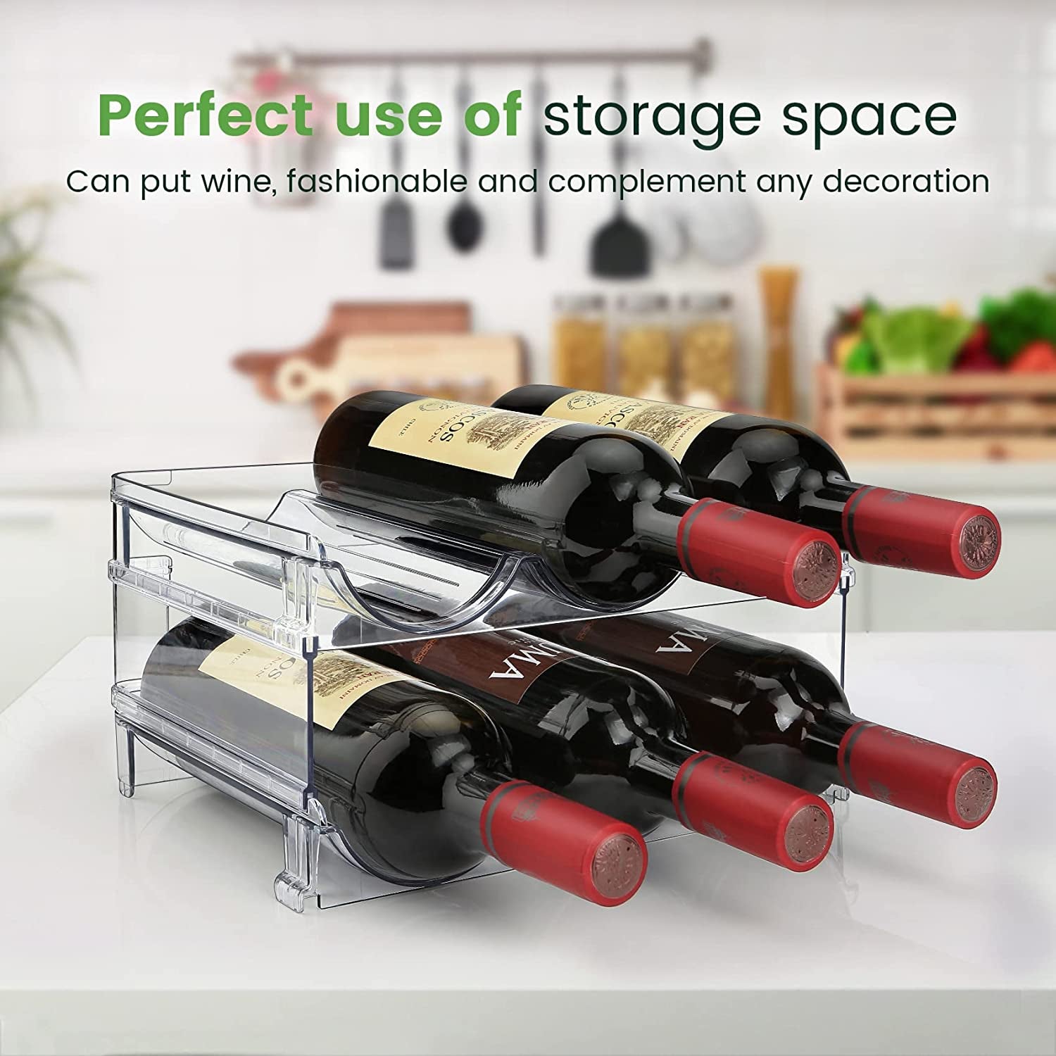 Water Bottle Storage Organizer Set - 2 Pack Stackable Cabinet Racks