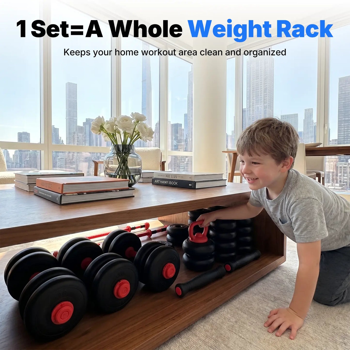 Merach 5-In-1 Dumbbell Set 4-45Lbs Adjustable, Weight Dual Safety Locks and Skin-Safe Surface, Floor-Friendly Design for Home Gym Exercise Training