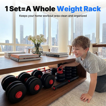 Merach 5-In-1 Dumbbell Set 4-45Lbs Adjustable, Weight Dual Safety Locks and Skin-Safe Surface, Floor-Friendly Design for Home Gym Exercise Training