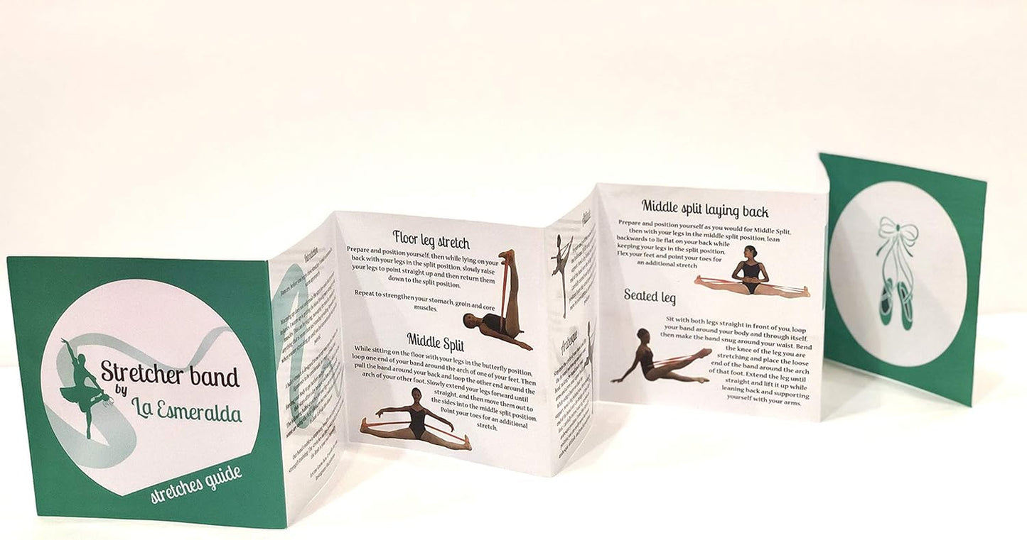 Professional Stretch Bands Set of 2 for Ballet, Dance, and Gymnastics - Resistance Bands to Enhance Flexibility, Splits, and Strength. Includes 3 Colors, Gift Box, Instruction Booklet, and Carry Bag.