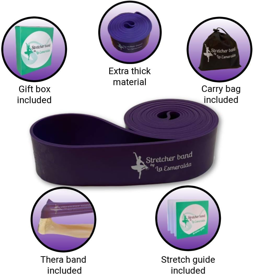 Professional Stretch Bands Set of 2 for Ballet, Dance, and Gymnastics - Resistance Bands to Enhance Flexibility, Splits, and Strength. Includes 3 Colors, Gift Box, Instruction Booklet, and Carry Bag.