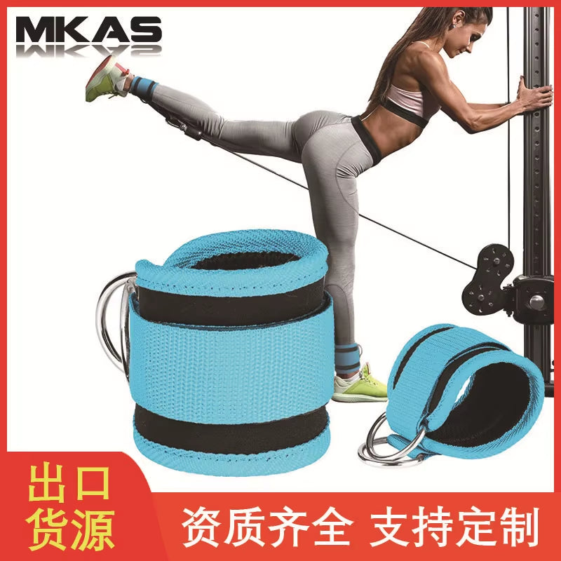 Adjustable D-Ring Ankle Straps for Gym Fitness - Leg Strength Training Cuffs with Buckle Support