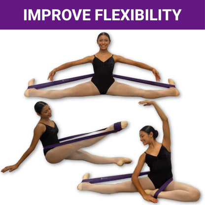 Professional Stretch Bands Set of 2 for Ballet, Dance, and Gymnastics - Resistance Bands to Enhance Flexibility, Splits, and Strength. Includes 3 Colors, Gift Box, Instruction Booklet, and Carry Bag.