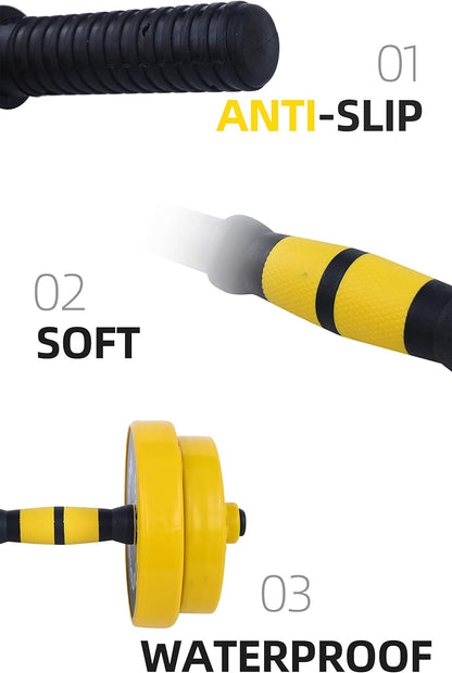 Versatile 3-in-1 Weight Training Set: Adjustable Dumbbells, Kettlebells, and Barbell Weights (20-70 lbs) with Non-Slip Design