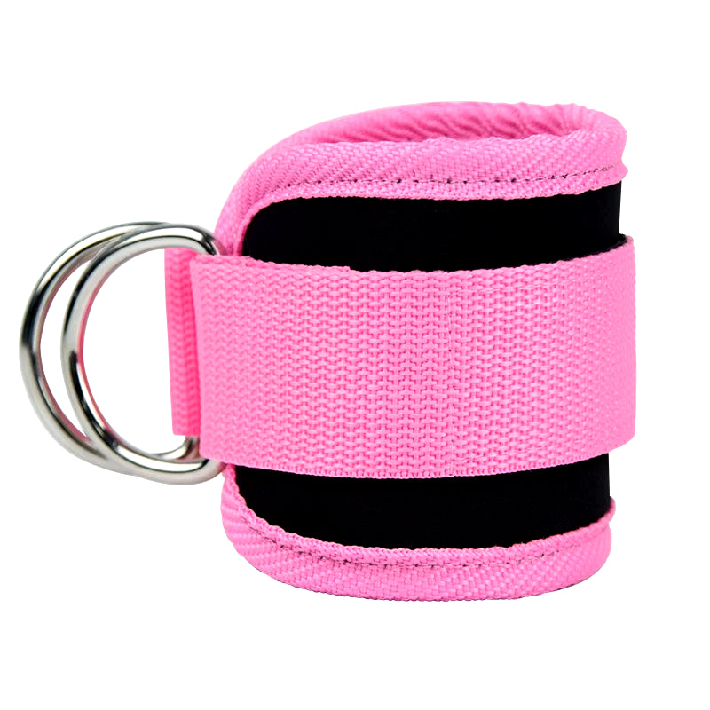 Adjustable D-Ring Ankle Straps for Gym Fitness - Leg Strength Training Cuffs with Buckle Support