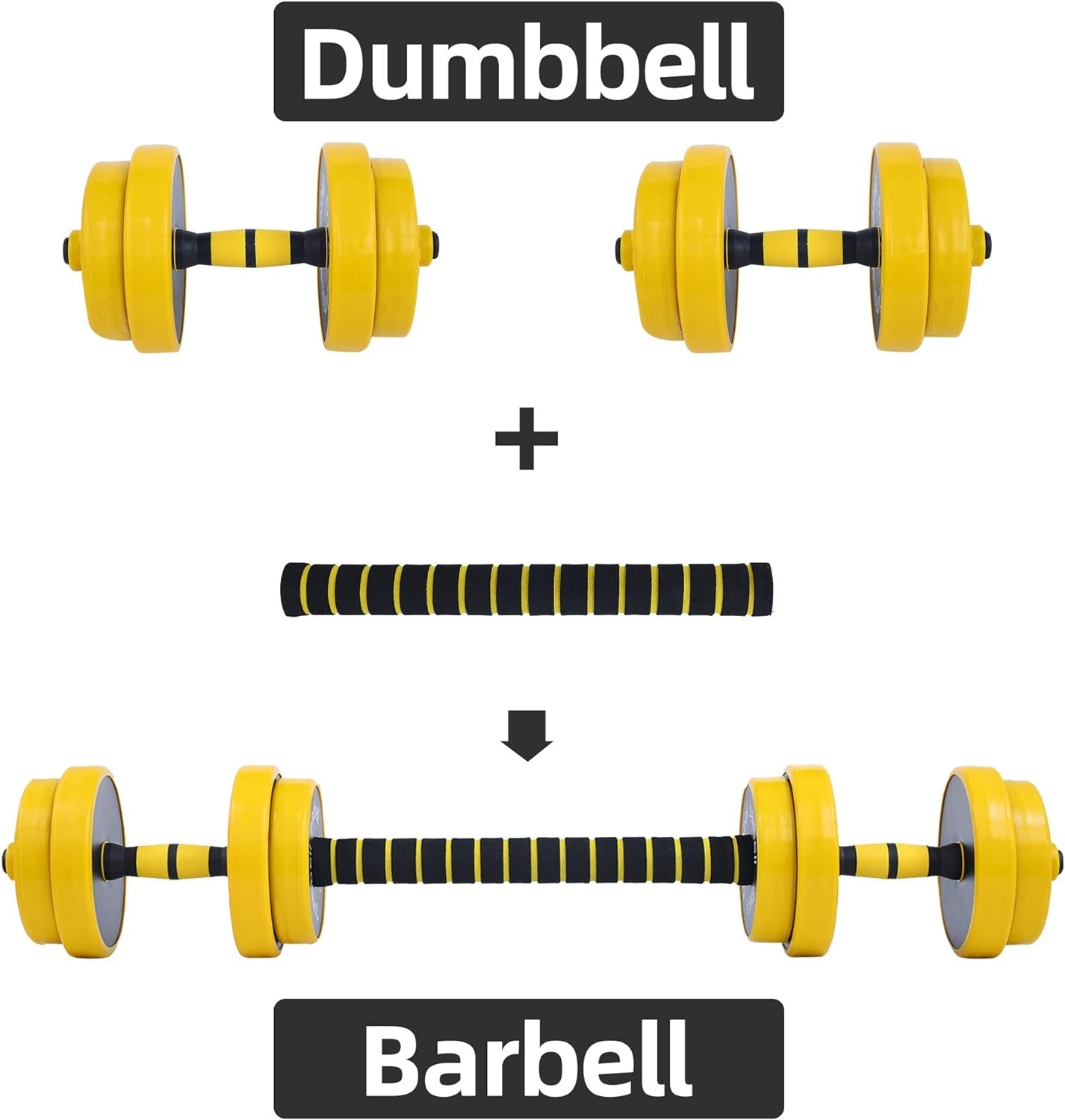 Versatile 3-in-1 Weight Training Set: Adjustable Dumbbells, Kettlebells, and Barbell Weights (20-70 lbs) with Non-Slip Design