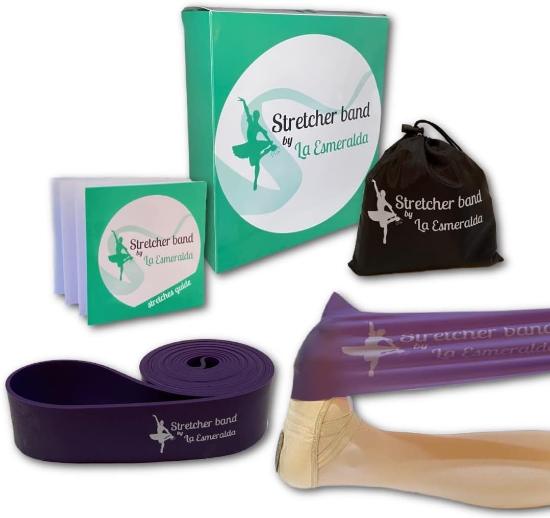 Professional Stretch Bands Set of 2 for Ballet, Dance, and Gymnastics - Resistance Bands to Enhance Flexibility, Splits, and Strength. Includes 3 Colors, Gift Box, Instruction Booklet, and Carry Bag.