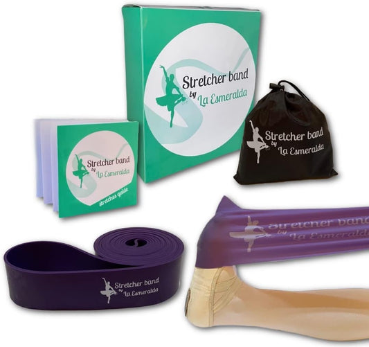 Professional Stretch Bands Set of 2 for Ballet, Dance, and Gymnastics - Resistance Bands to Enhance Flexibility, Splits, and Strength. Includes 3 Colors, Gift Box, Instruction Booklet, and Carry Bag.
