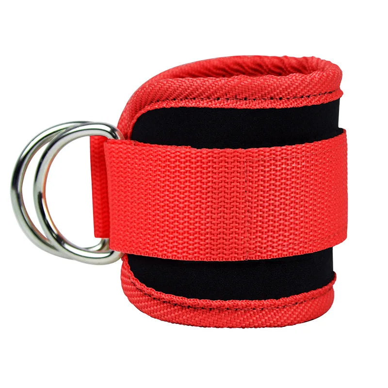 Adjustable D-Ring Ankle Straps for Gym Fitness - Leg Strength Training Cuffs with Buckle Support