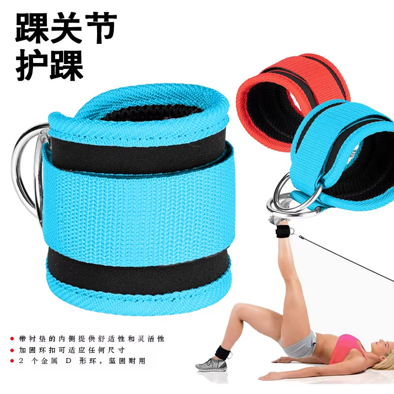 Adjustable D-Ring Ankle Straps for Gym Fitness - Leg Strength Training Cuffs with Buckle Support