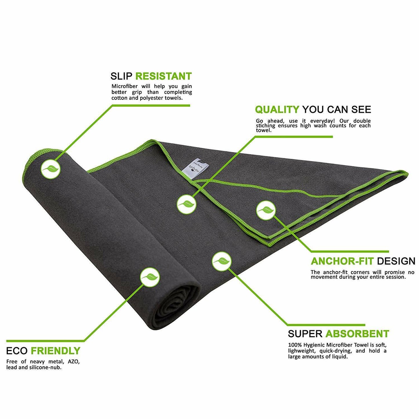 Eco-Friendly Non-Slip Yoga Mat Towel - Super Soft, Sweat Absorbent, and Quick-Drying