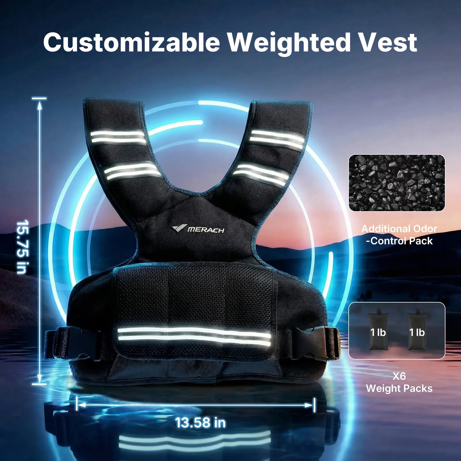 Merach Adjustable Weighted Vest 4–10 Lbs with Removable Weight Packs, Lightweight Training Vest with Secure Fit for Walking, Running, Strength Training & Home Workouts Summervibes