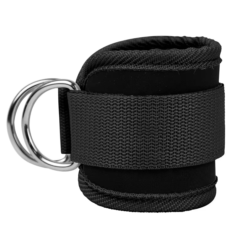 Adjustable D-Ring Ankle Straps for Gym Fitness - Leg Strength Training Cuffs with Buckle Support