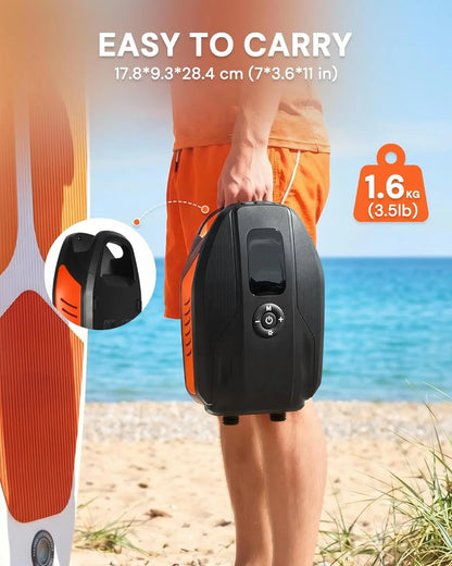 Paddle Board Electric Pump, 18000Mah Rechargeable 20PSI High Pressure SUP Pump, Intelligent Dual Stage Inflation & Deflation, Auto-Off for Stand up Paddle Boards, Surfing Kite, Tent, Boat