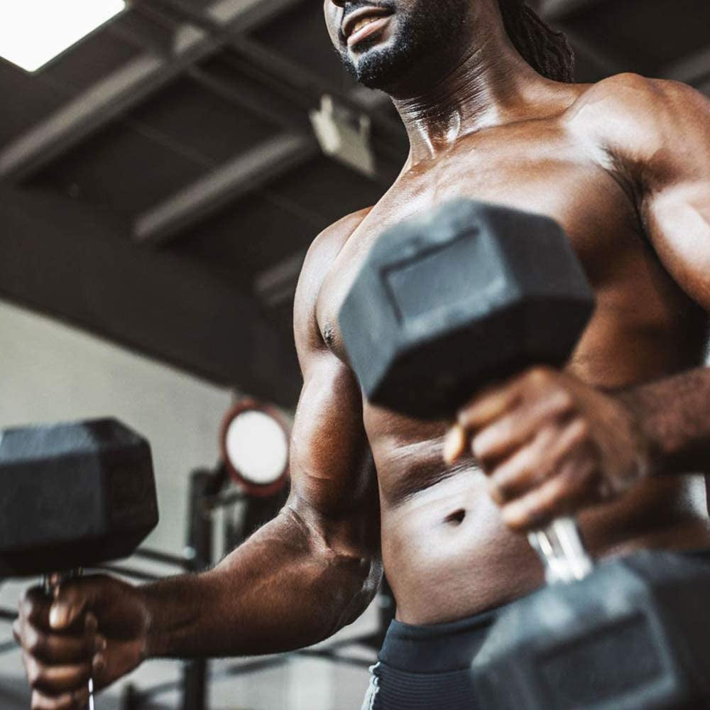 Rubber Coated Hex Dumbbell Set (5-25 lbs) with Storage Rack - Non-Slip Design for Muscle Toning, Strength Training, and Weight Loss - Available in Various Options