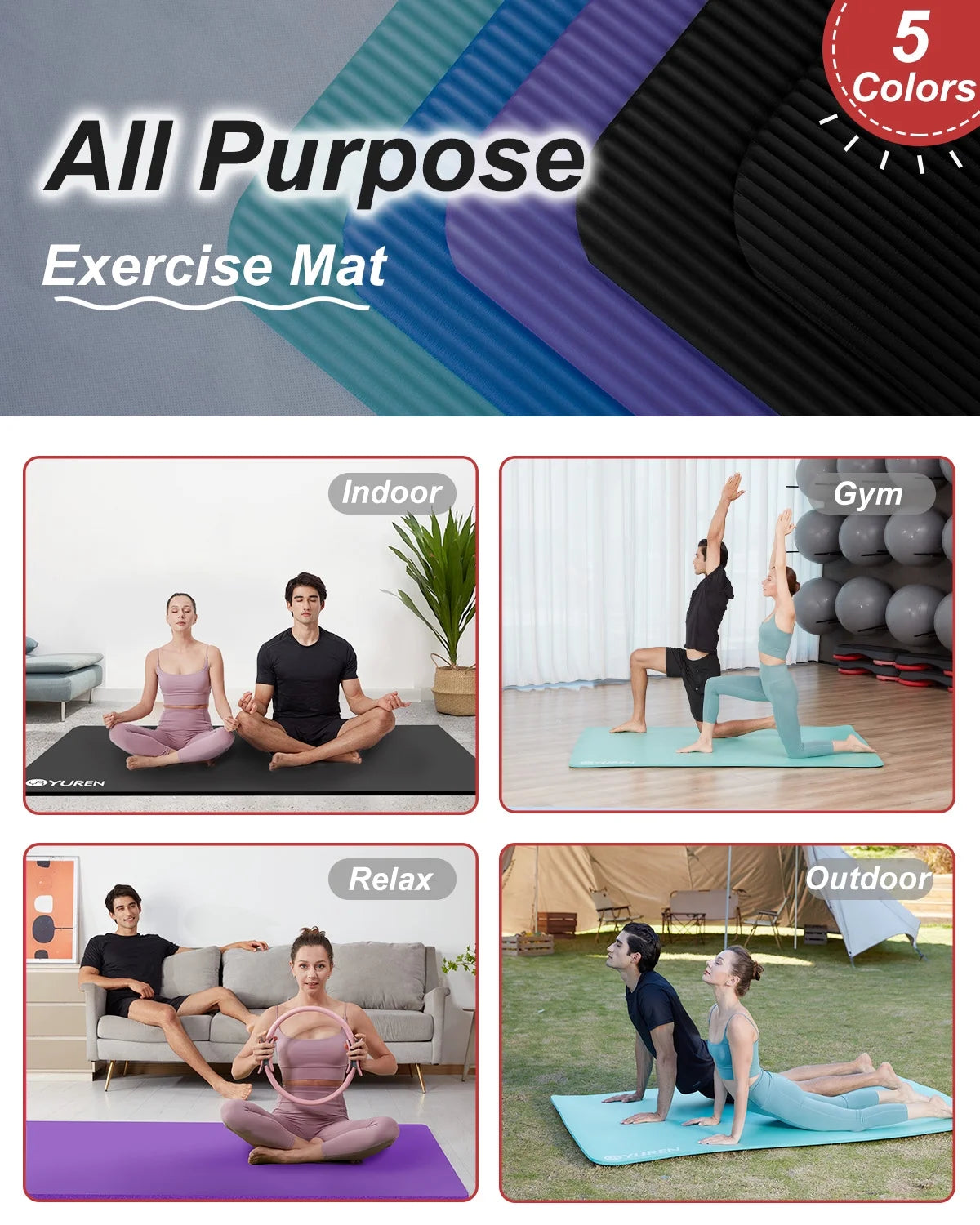 Premium Extra-Large NBR Yoga Mat - 78" x 51" x 10mm Thick for Home Gym and Stretching Workouts