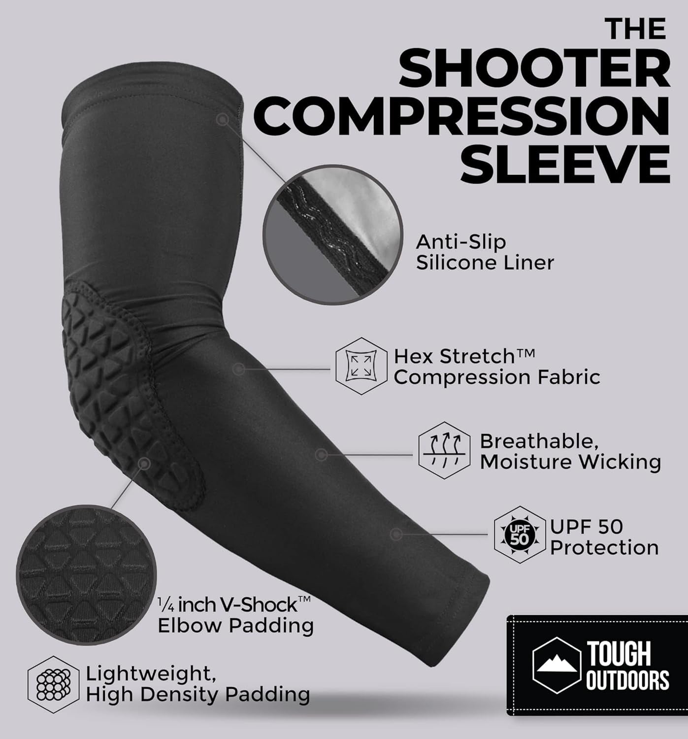Padded Arm Sleeve for Basketball, Volleyball, and Football - Elbow Protection Gear