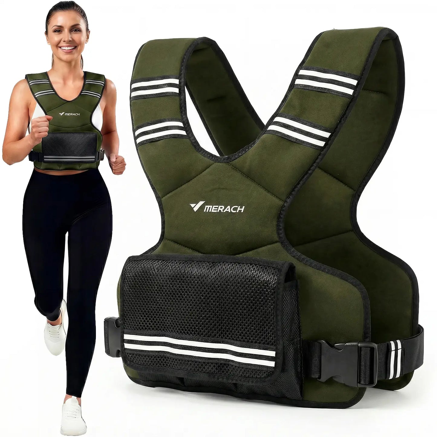 Merach Adjustable Weighted Vest 4–10 Lbs with Removable Weight Packs, Lightweight Training Vest with Secure Fit for Walking, Running, Strength Training & Home Workouts Summervibes