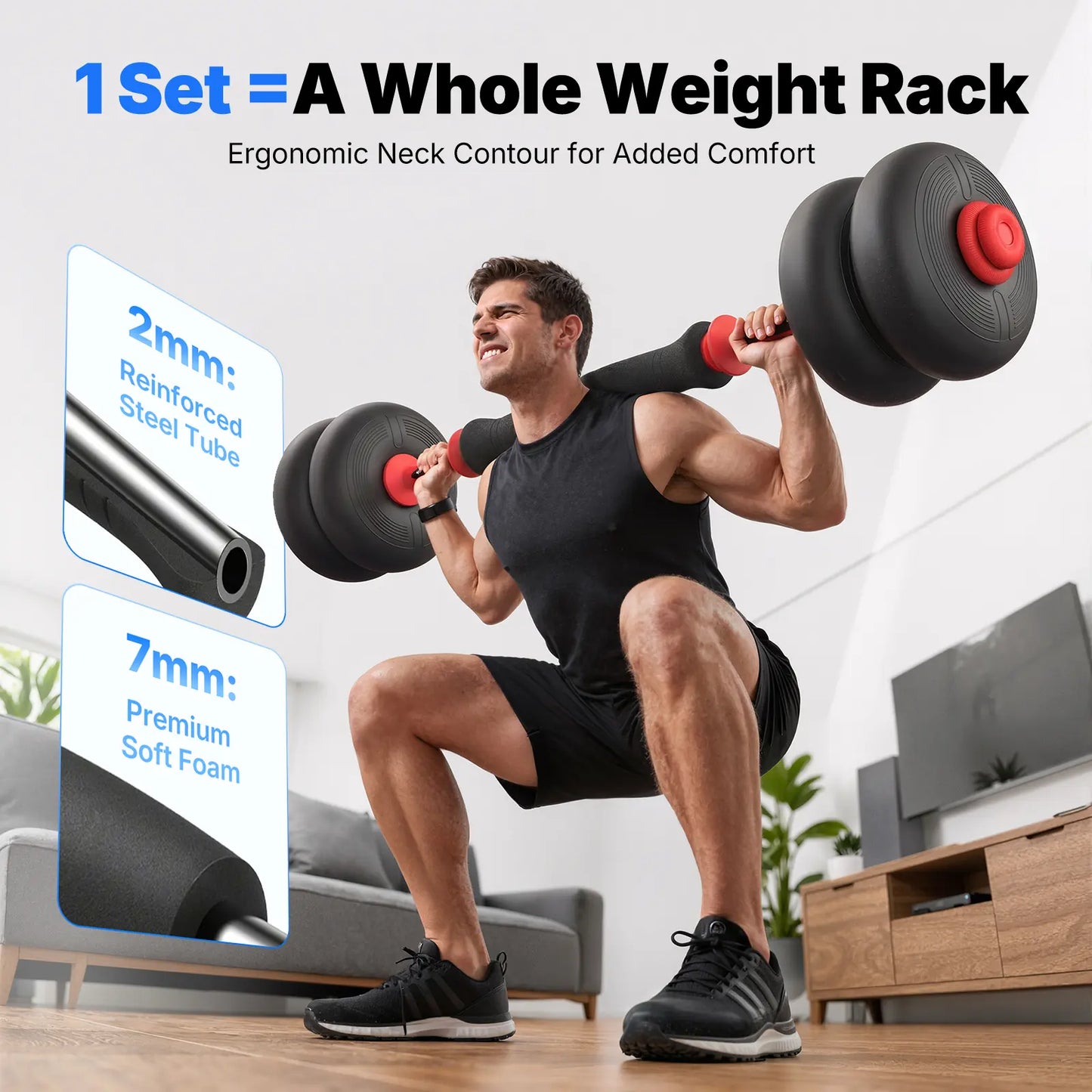 Merach 5-In-1 Dumbbell Set 4-45Lbs Adjustable, Weight Dual Safety Locks and Skin-Safe Surface, Floor-Friendly Design for Home Gym Exercise Training
