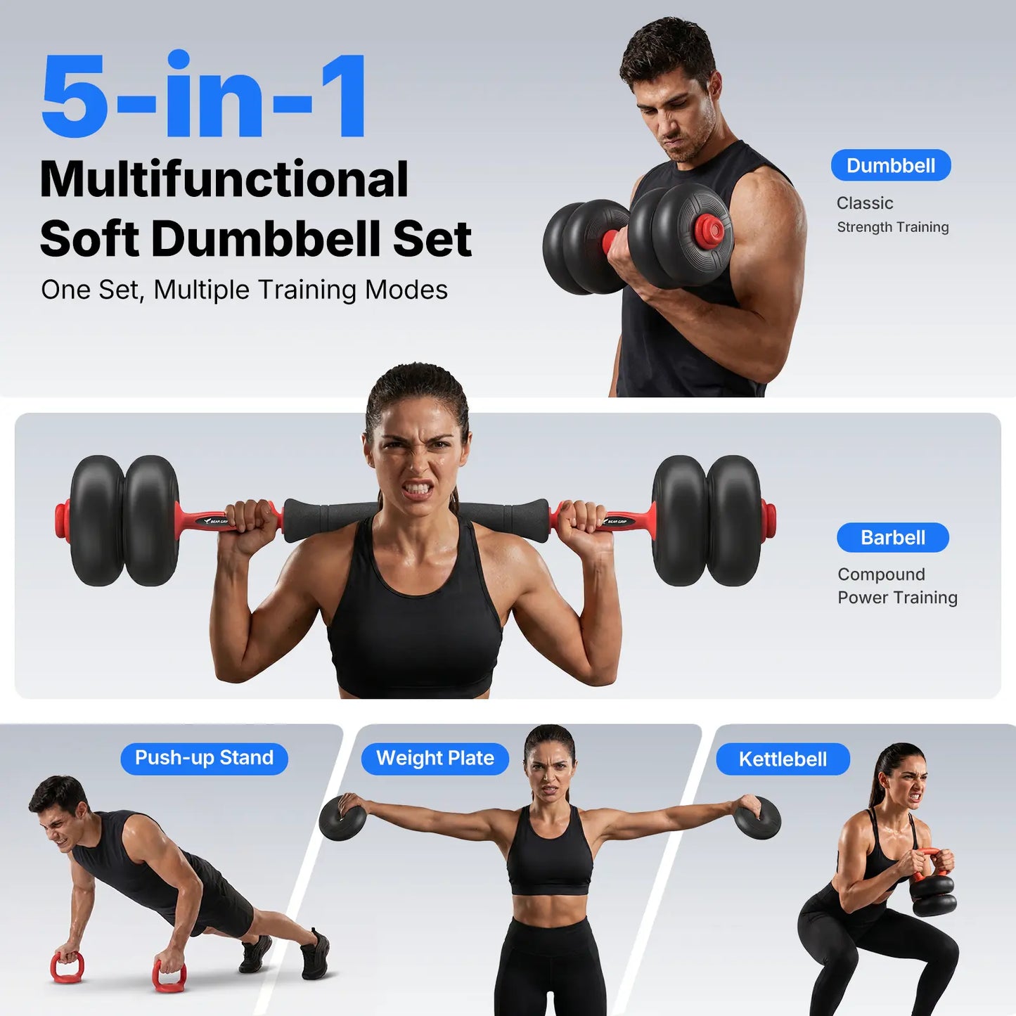 Merach 5-In-1 Dumbbell Set 4-45Lbs Adjustable, Weight Dual Safety Locks and Skin-Safe Surface, Floor-Friendly Design for Home Gym Exercise Training
