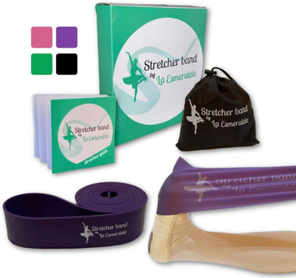 Professional Stretch Bands Set of 2 for Ballet, Dance, and Gymnastics - Resistance Bands to Enhance Flexibility, Splits, and Strength. Includes 3 Colors, Gift Box, Instruction Booklet, and Carry Bag.