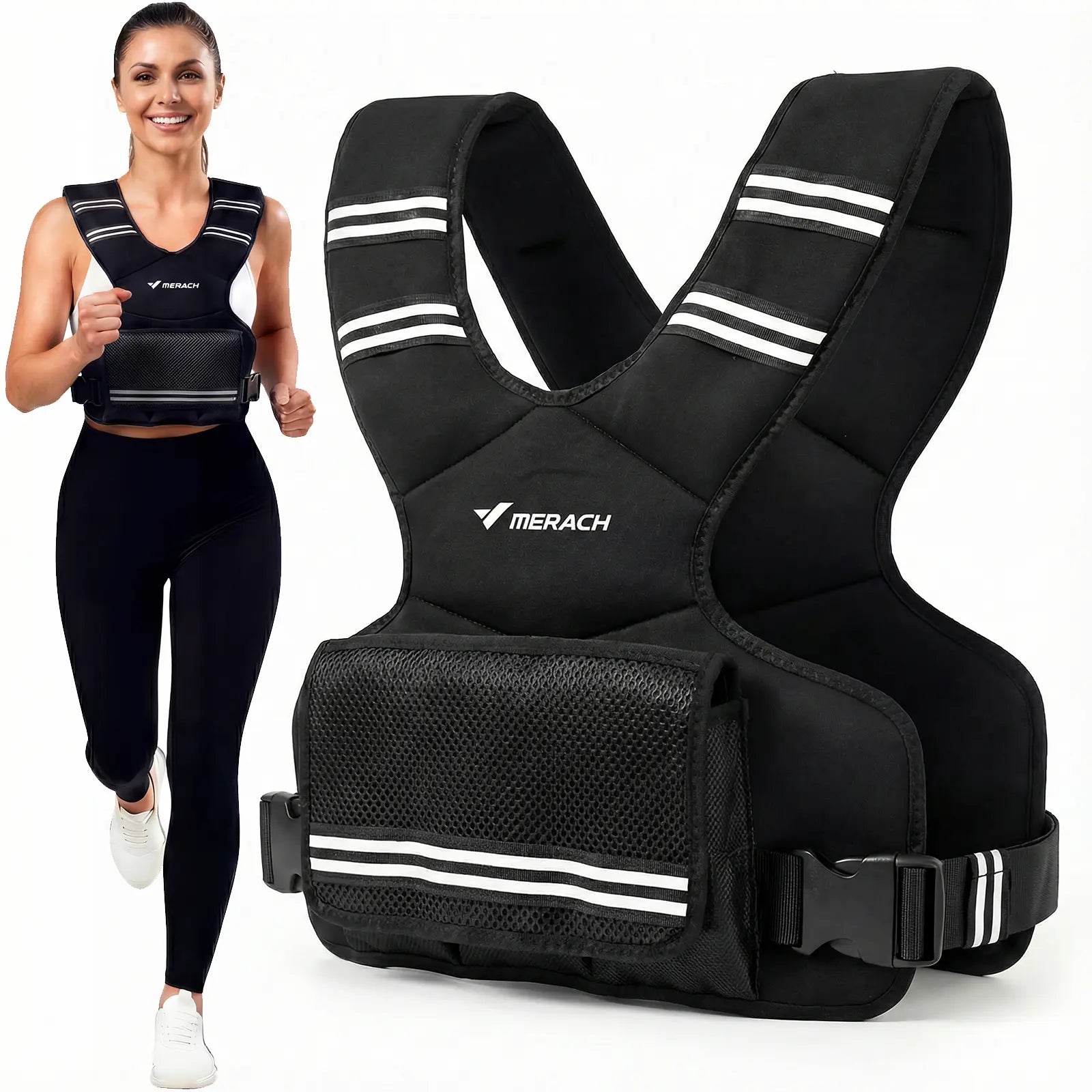 Merach Adjustable Weighted Vest 4–10 Lbs with Removable Weight Packs, Lightweight Training Vest with Secure Fit for Walking, Running, Strength Training & Home Workouts Summervibes