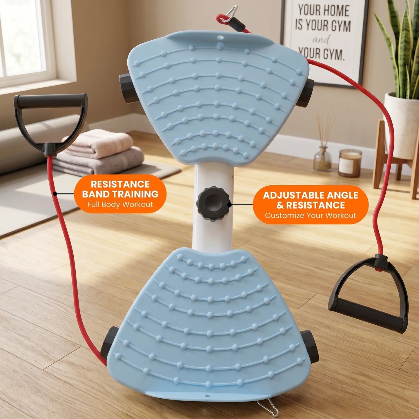 Portable Waist Twist Machine - Ab Trainer with Double Non-Slip Pedals, Noiseless Pedal Exerciser, Home Workout Gear, Home Fitness Equipment for Indoor Daily Summer Workouts