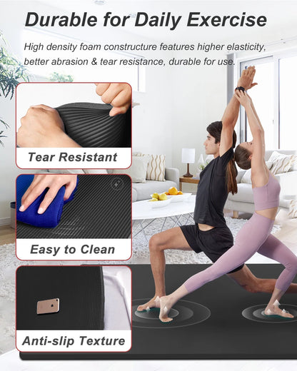 Premium Extra-Large NBR Yoga Mat - 78" x 51" x 10mm Thick for Home Gym and Stretching Workouts