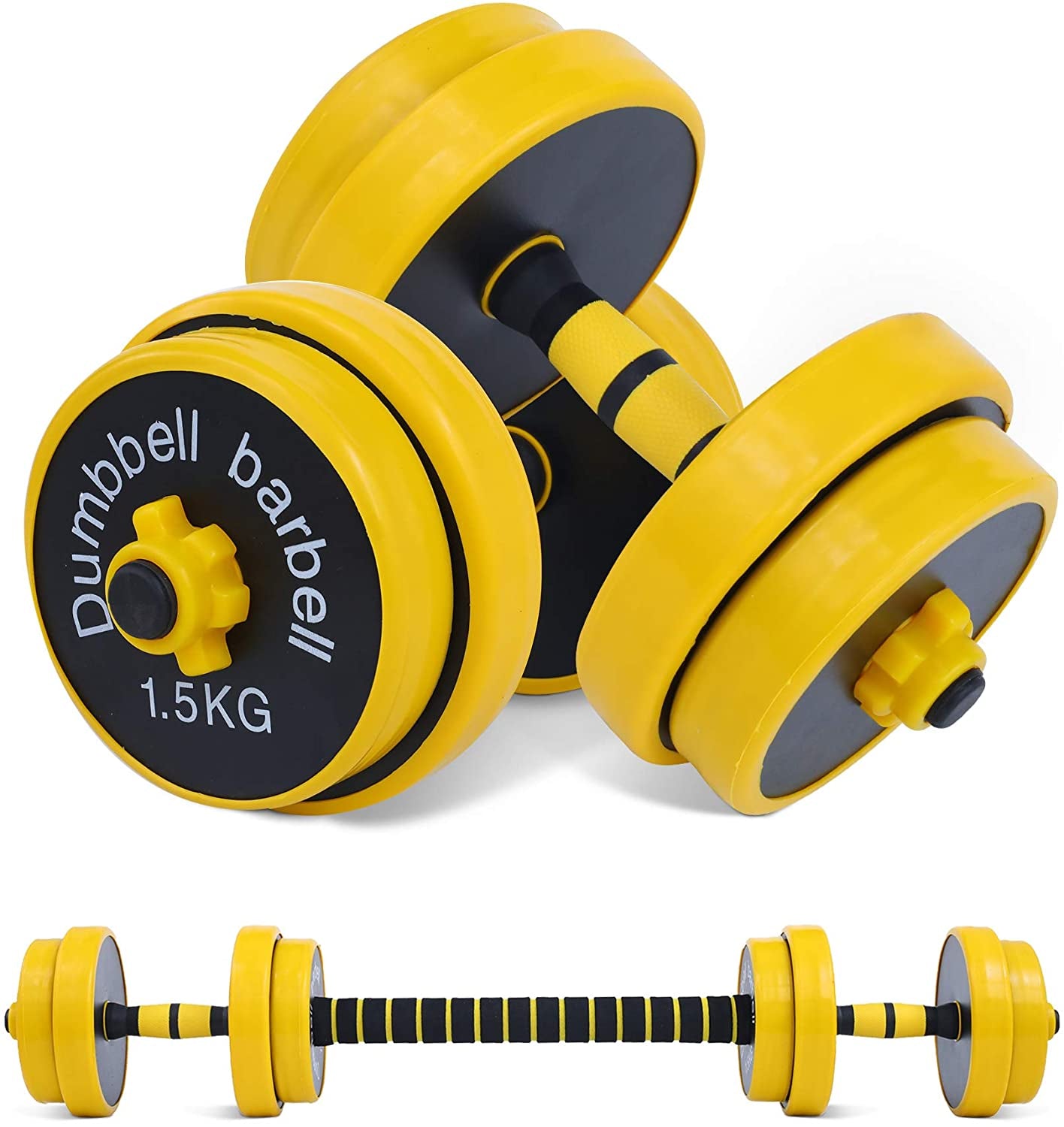 Professional Weight Training Set: Adjustable Dumbbells, Kettlebells, and Barbell Weights (20-70 LB) - Non-Slip, Versatile 3-in-1 Design