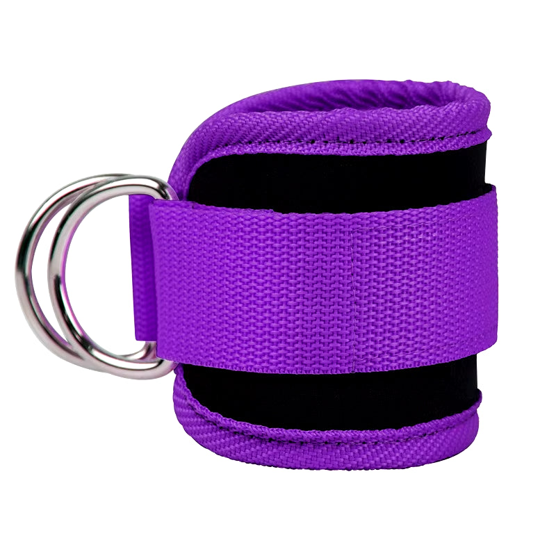 Adjustable D-Ring Ankle Straps for Gym Fitness - Leg Strength Training Cuffs with Buckle Support