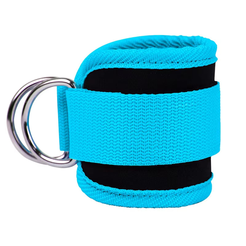Adjustable D-Ring Ankle Straps for Gym Fitness - Leg Strength Training Cuffs with Buckle Support